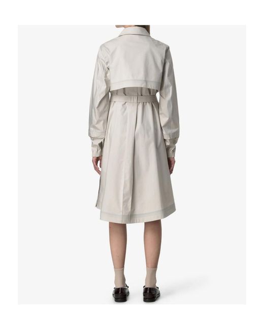 K-Way Gray Poplin Trench Coat