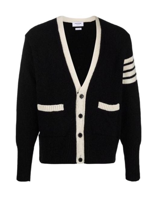 Thom Browne Black Bar Stripe Cardigan for men