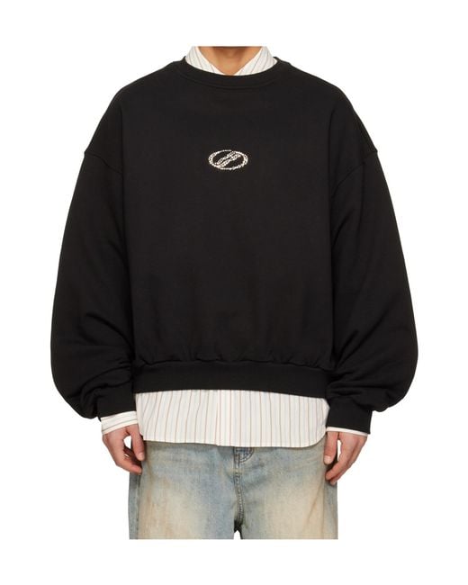we11done Black Crew-Neck Sweatshirt for men