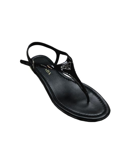 Prada Black Round-Toe Flat Sandals