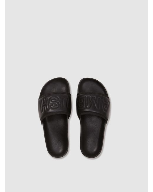 Ambush Black Logo Embossed Open-Toe Slides for men