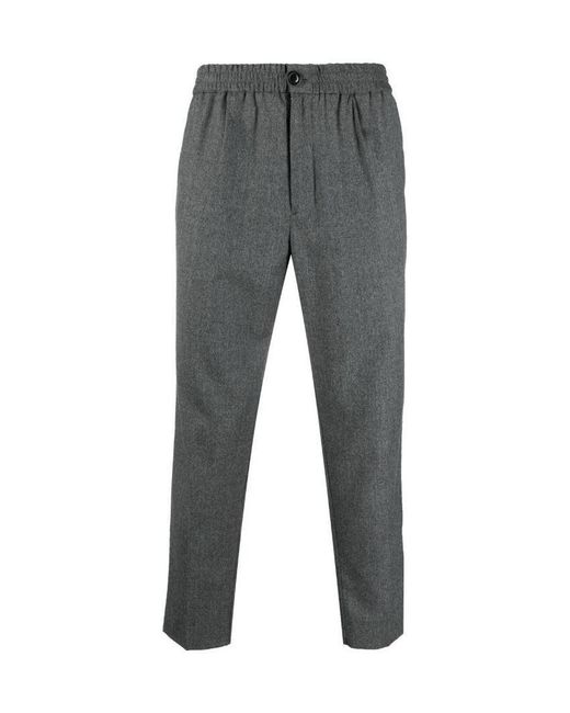 AMI Gray Ami Elasticated Waist Cropped Trousers for men