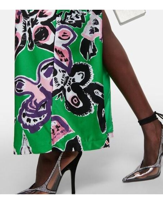 Area Green Halterneck Embellished Printed Gown