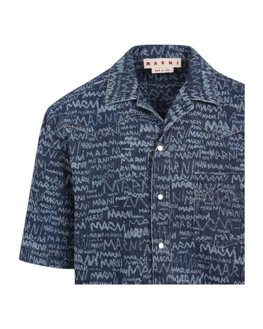 Marni Blue Short Sleeve Shirts for men