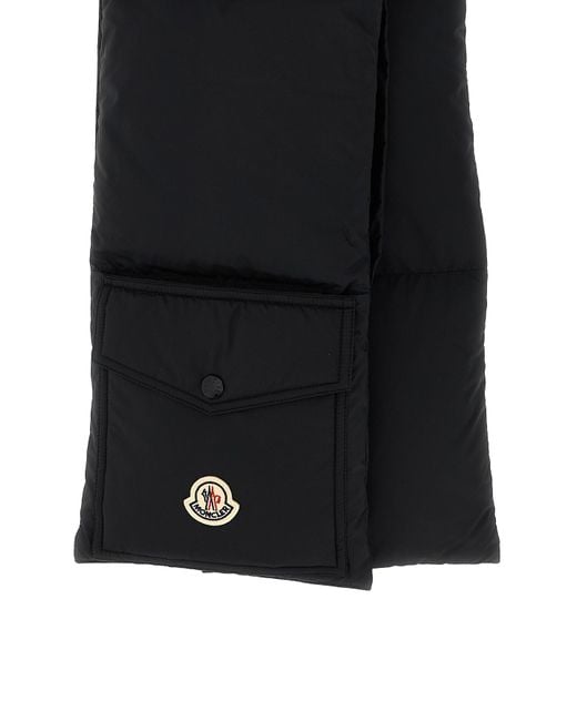 Moncler Black Logo Patch Padded Scarf for men