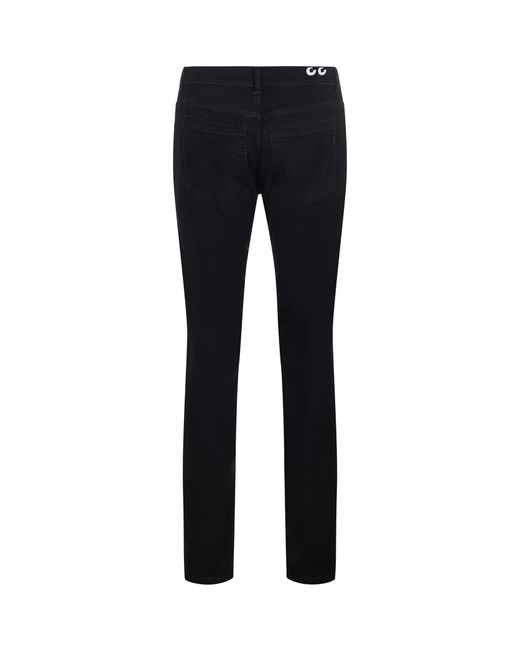 Dondup Black Denim Trousers With Belt Loops for men