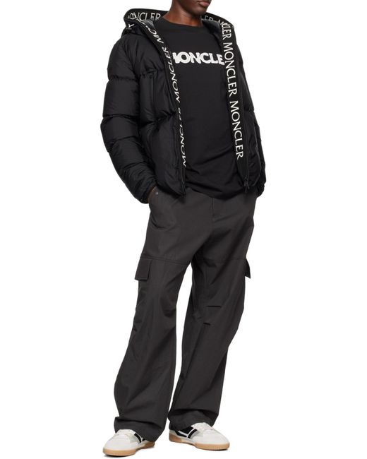 Moncler Black Zipped Hooded Puffer Jacket for men