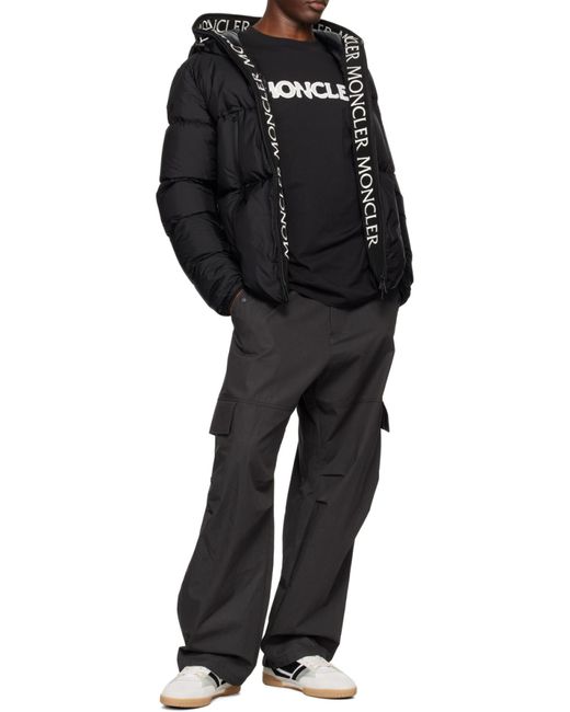 Moncler Black Zipped Hooded Puffer Jacket for men