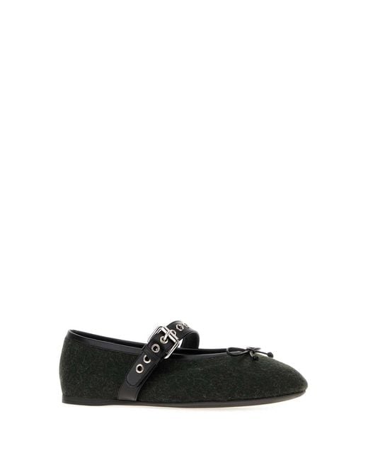 Miu Miu Black Round-Toed Ballet Shoes