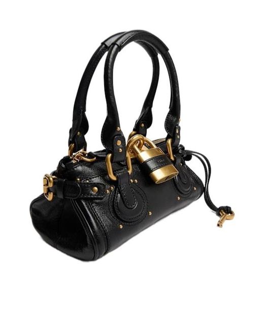 Chloé Black Paddington Grain Leather Shoulder Bag