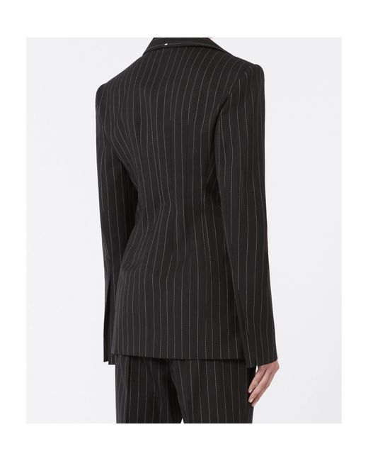 Sportmax Black Rive Pinstriped Tight Blazer