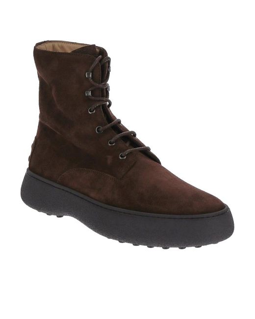 Tod's Brown W.G. Lace-Up Ankle Boots for men