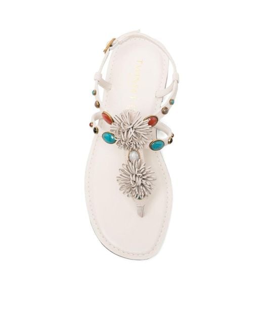Twinset White Flower-Embellished Sandals