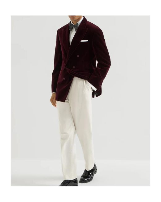 Brunello Cucinelli Red Double-Breasted Blazer for men