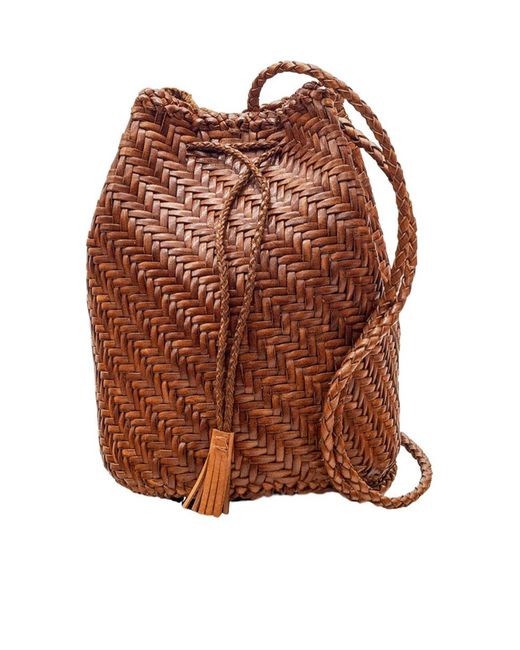 Dragon Diffusion Brown Pompom Double Jump Bucket Bag
