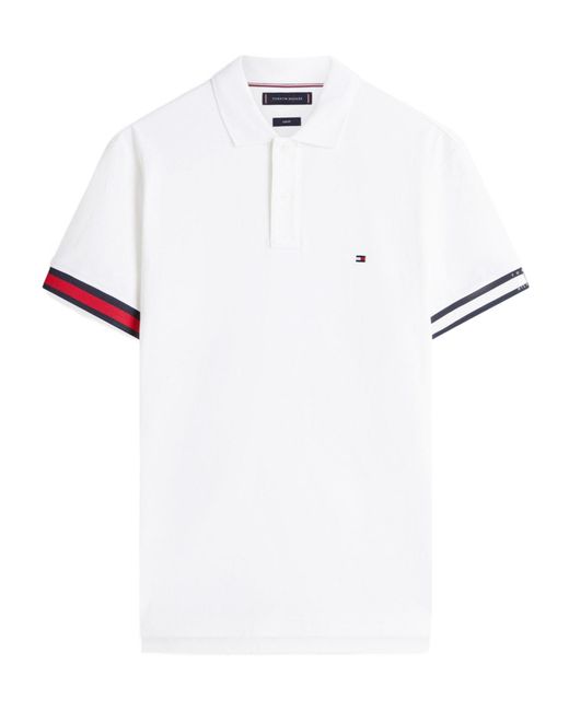 Tommy Hilfiger White Logo Short Sleeve Polo Shirt for men