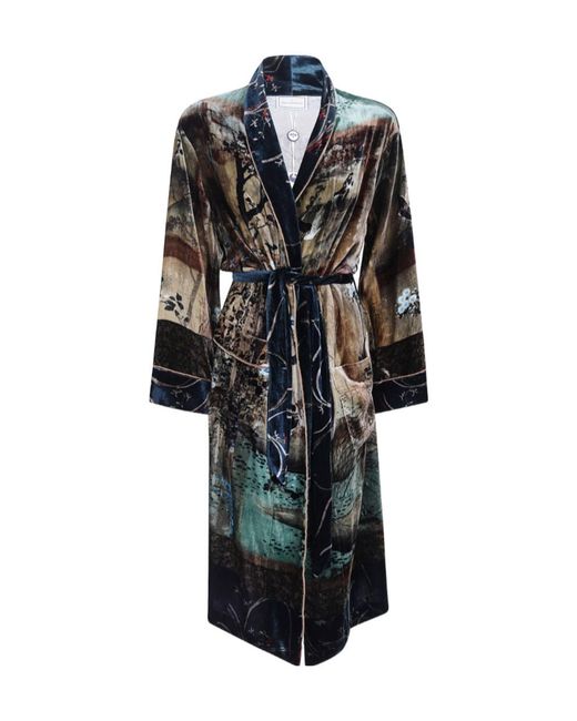 Pierre Louis Mascia Black Landscape-Print Belted Coat