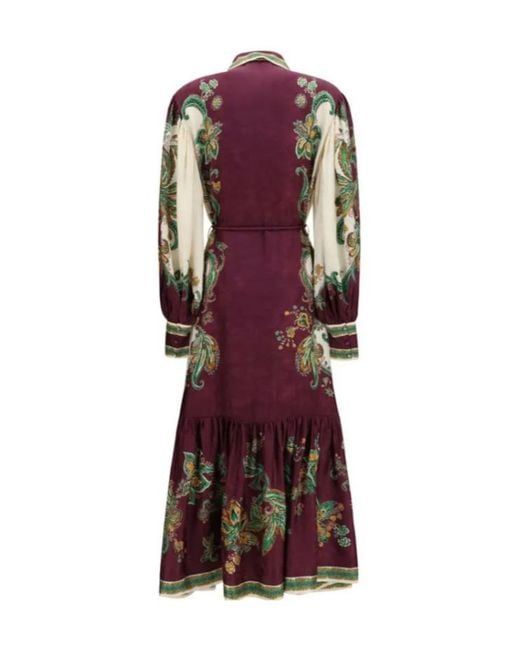 ALÉMAIS Red Ruthie Floral Midi Shirt Dress