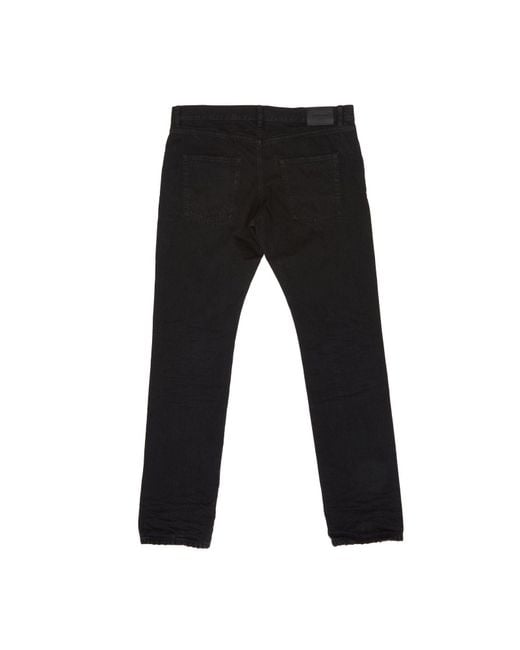 Saint Laurent Black Logo Patch Straight Leg Jeans for men