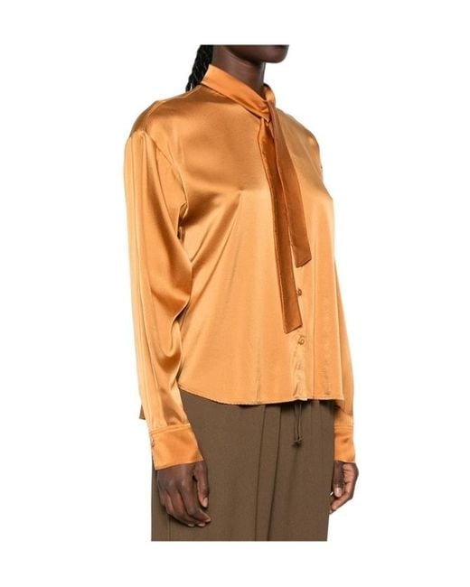 Forte_forte Orange Pussy-Bow Button-Down Shirt