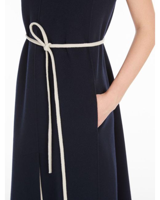 Max Mara Blue 'S Simone Crewneck Sleeveless Dress