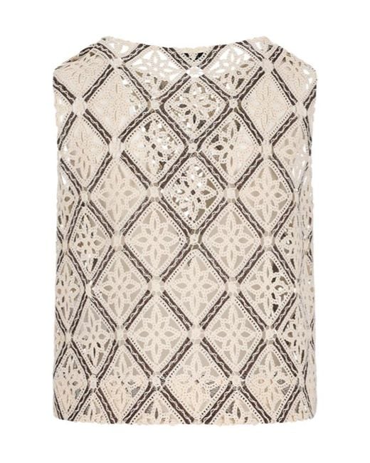 Herno Natural Geometric Lace Sleeveless Top