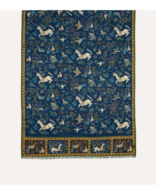 Drake's Blue Printed Scarf for men
