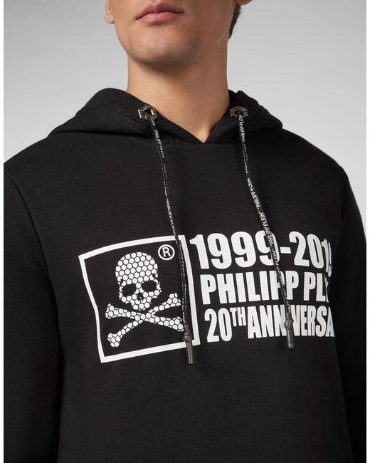 Philipp Plein Black Logo Details Hooded Hoodie for men