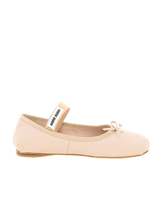 Miu Miu Natural Logo Ballet Flats
