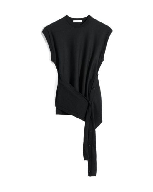 Lemaire Black Sleeveless Buttoned Knitted Top