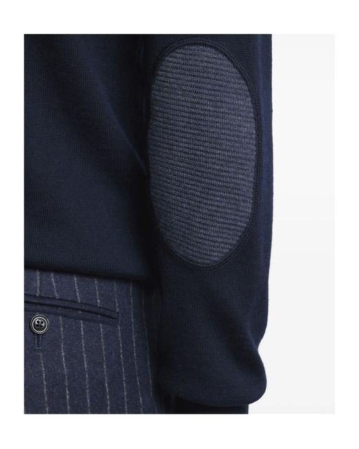 Fay Blue Elbow-Patch Crewneck Jumper for men