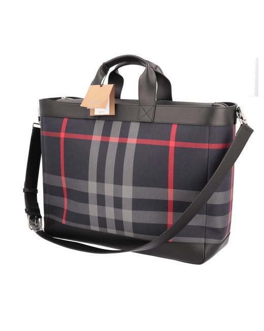 Burberry Black Plaid Shoulder Bag for men
