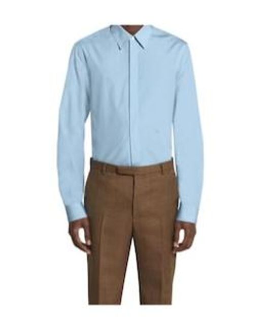 Gucci Blue Collared Long-Sleeved Shirt for men