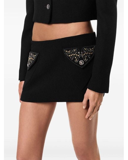 Versace Black Embellished Mini Skirt