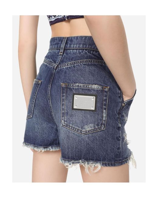 Dolce & Gabbana Blue High Waisted Denim Shorts