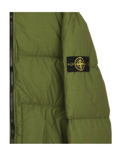 Stone Island Green Compass-Patch Puffer Jacket for men