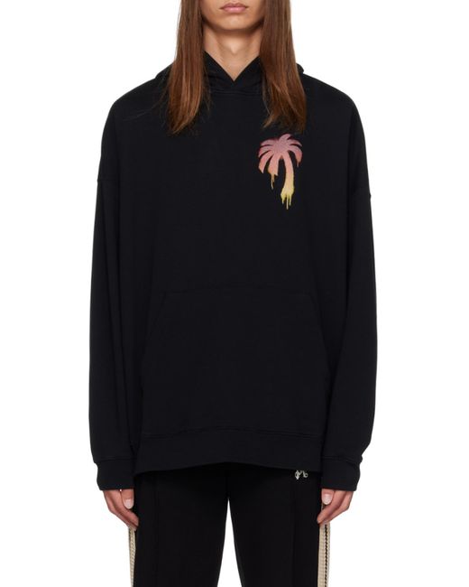 Palm Angels Blue Palm Tree Printed Hoodie for men