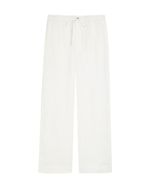 Polo Ralph Lauren White Wide-Leg Linen Trousers