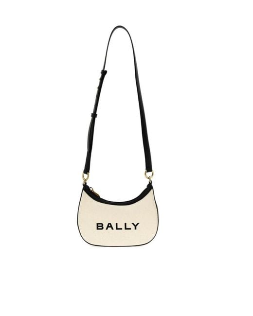 Bally White Bar Ellipse Logo Printed Crossbody Bag