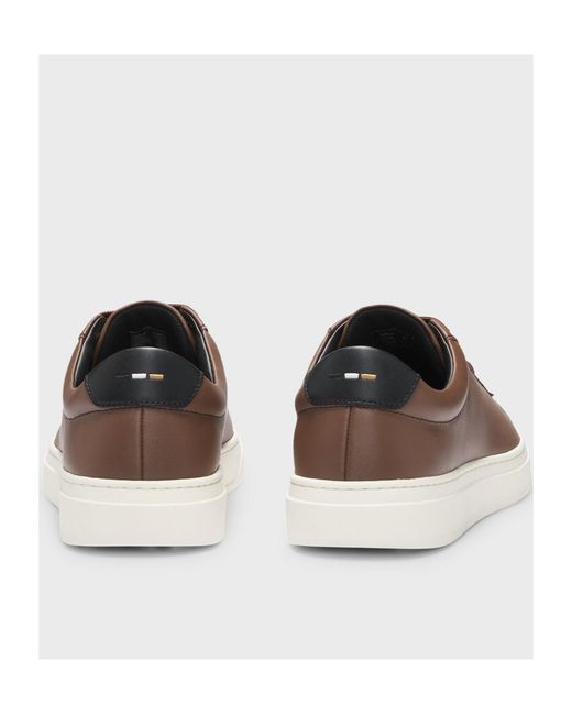 Boss Brown Leather Sneakers for men