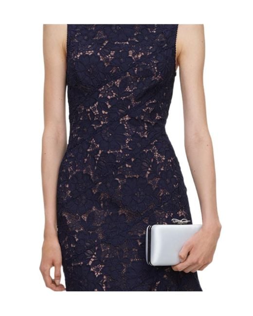 Self-Portrait Blue Spiral Lace Midi Dress