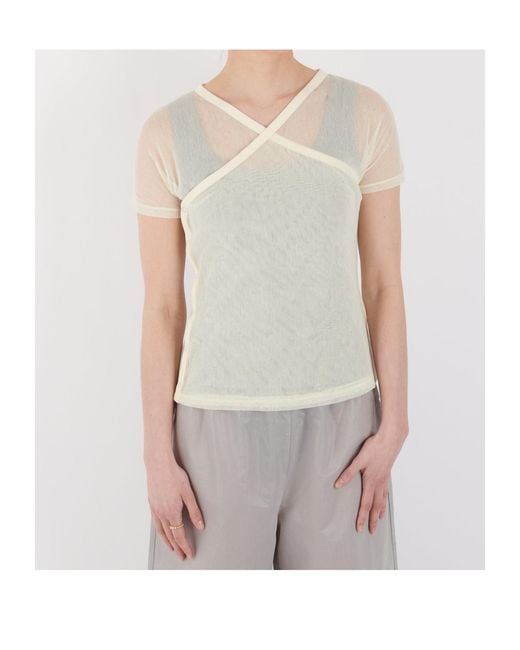 Paloma Wool White See-Through Mesh T-Shirt