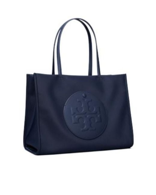 Tory Burch Blue Medium Ella Logo-Embossed Tote Bag
