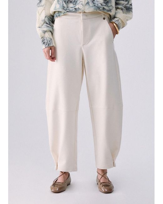 Liu Jo White Logo-Plaque Cropped Trousers