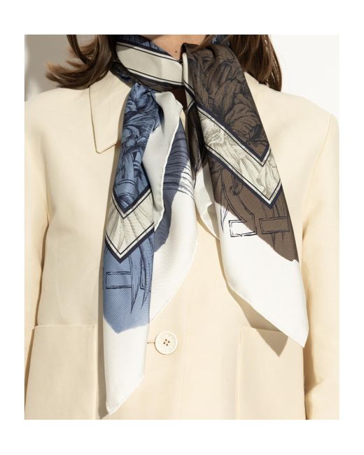 Ferragamo Blue Pattern Scarf