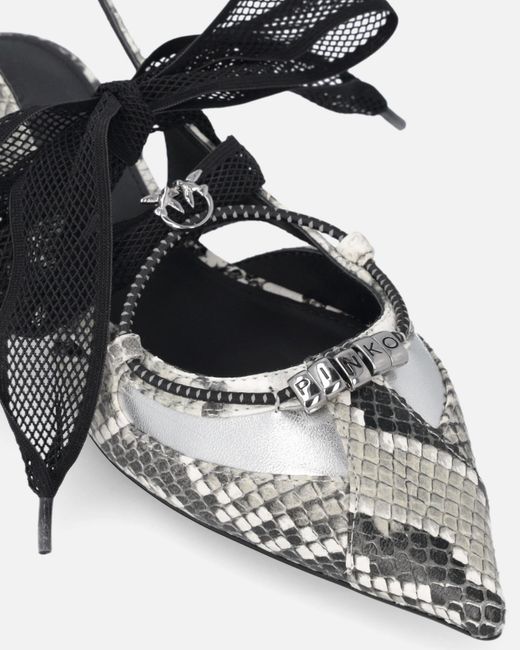 Pinko Black Bow Pointed-Toe Slingback Pumps