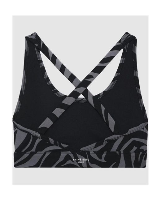 Anine Bing Black Axel Zebra-Print Bra