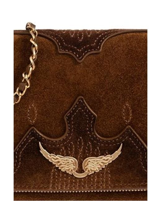 Zadig & Voltaire Brown Rock Western Foldover Top Shoulder Bag