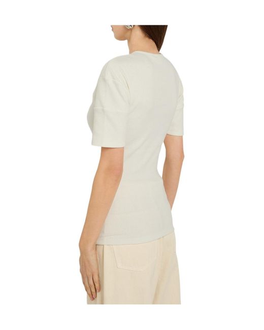 Lemaire White Ribbed Cotton-Blend Top