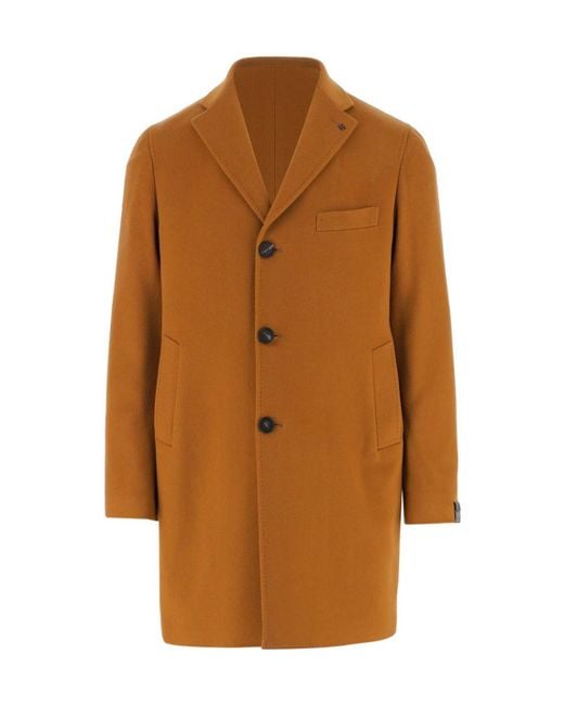 Tagliatore Brown Single-Breasted Coat for men